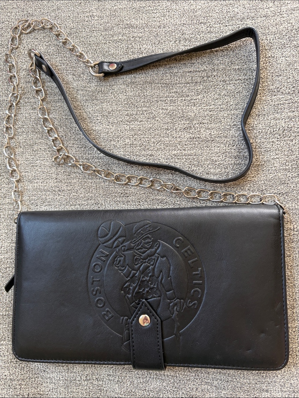 Black Boston Celtics Leather Crossbody Wallet